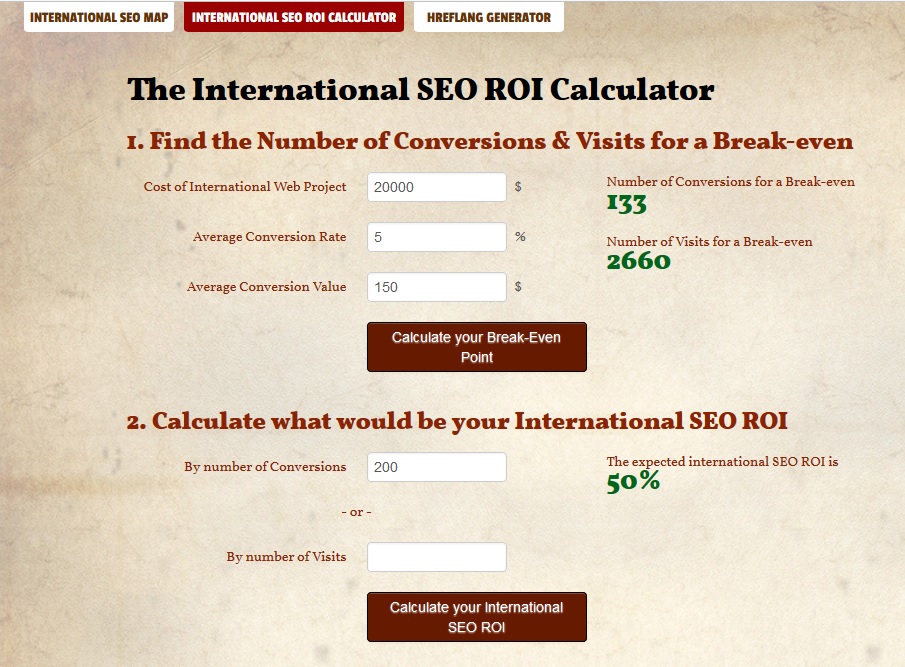 Aleyda Solis ROI Calculator